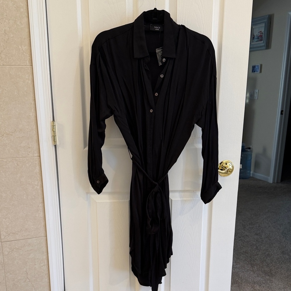 Vice Black Button-Up Shirt Dress